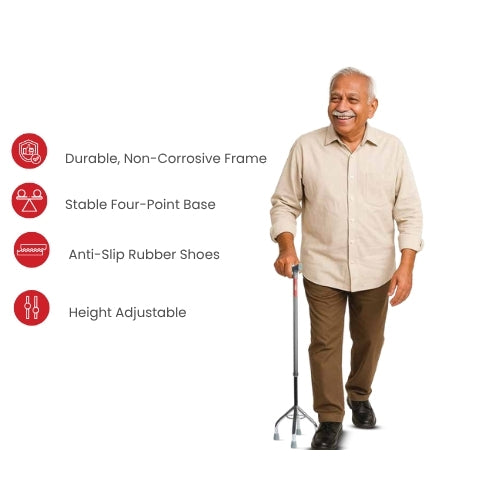 Antara AGEasy Four Leg Walking Stick - Book Your MediDevice