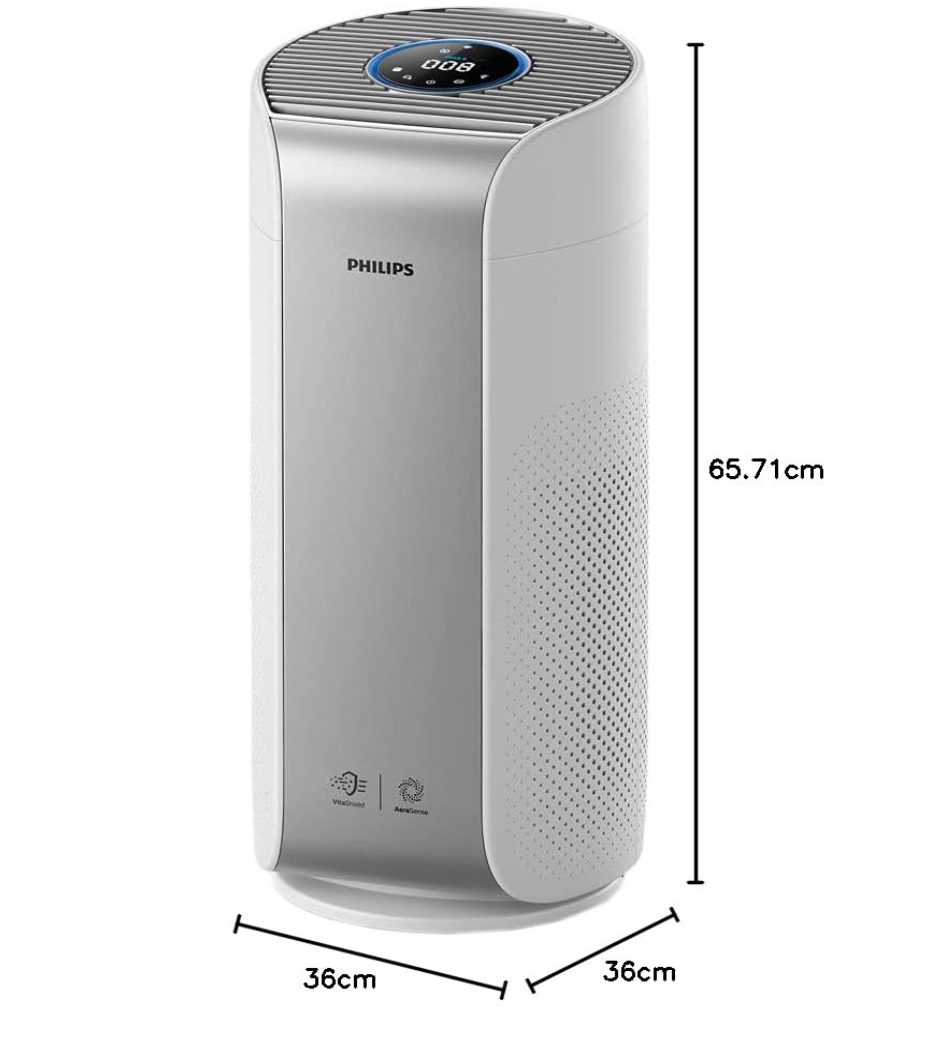 Philips Air-purifier 3059 white and silver with digital display and compact design