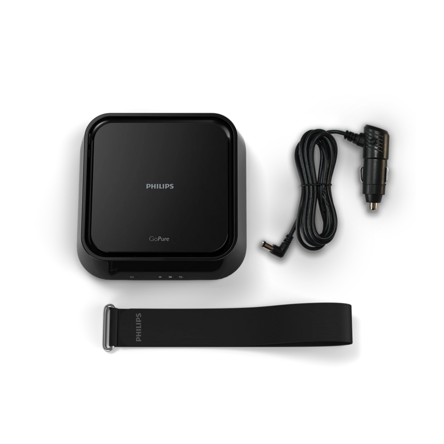 Philips car air purifier model 5212 with power cable and black strap by Book Your MediDevice