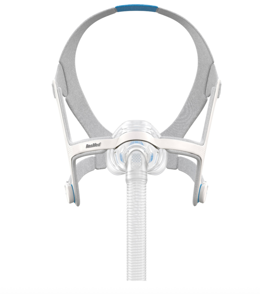 ResMed AirFit N20 Elbow and Short Tube CPAP tubing connected to a nasal mask frame