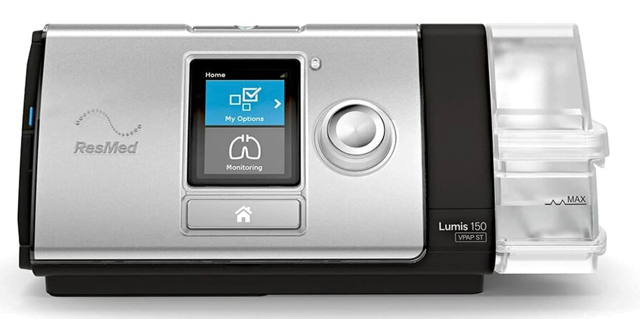Resmed Lumis 150 VPAP ST BiPAP Machine with digital display and humidifier chamber
