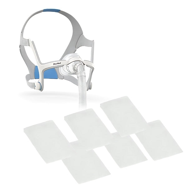 ResMed N20 mask with headgear and six replacement filters for CPAP therapy from Book Your MediDevice