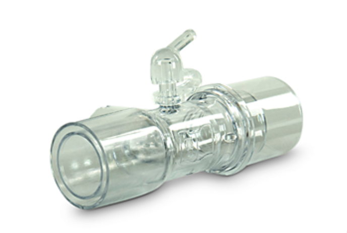 Philips Respironics Connector featuring Respironics Disposable Exhalation Port in clear plastic design
