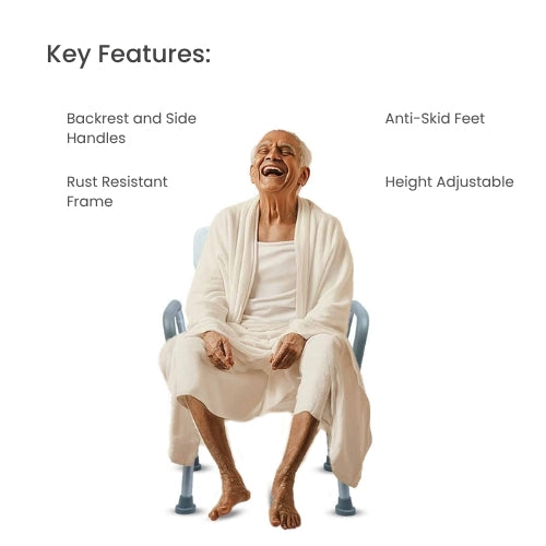 Antara AGEasy Shower Chair with Adjustable Height& Anti-Slip Seat - Book Your MediDevice