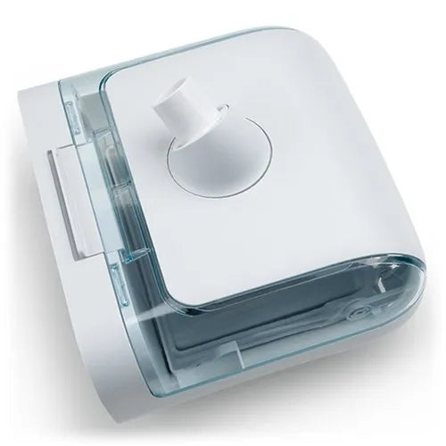 Compact white humidifier with transparent water tank and angled nozzle for mist release
