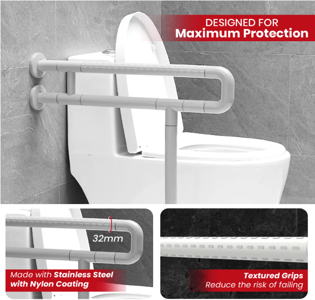 Antara AGEasy Toilet Grab Bar with Floor Support