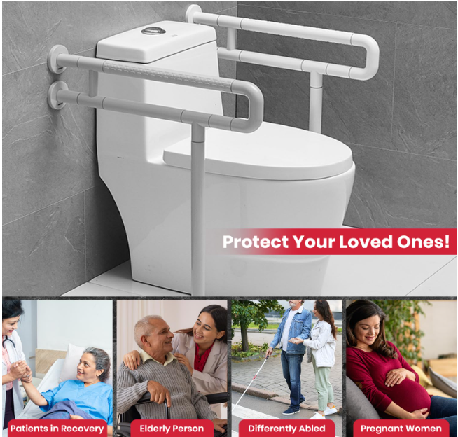 Antara AGEasy Toilet Grab Bar with Floor Support