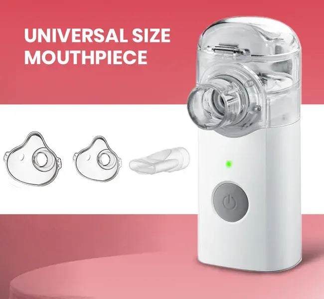 AGEasy Portable Mesh Nebulizer with universal size mouthpiece and compact white design