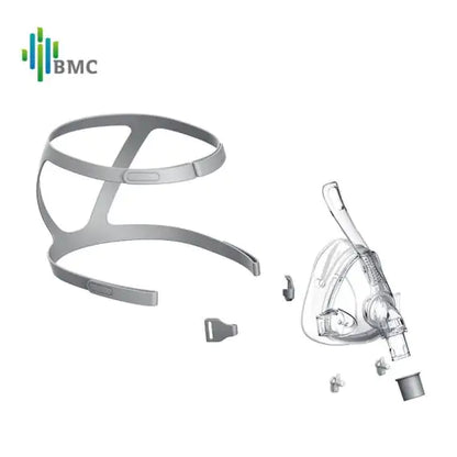 BMC F4 full face mask with headgear including clear silicone cushion and adjustable straps