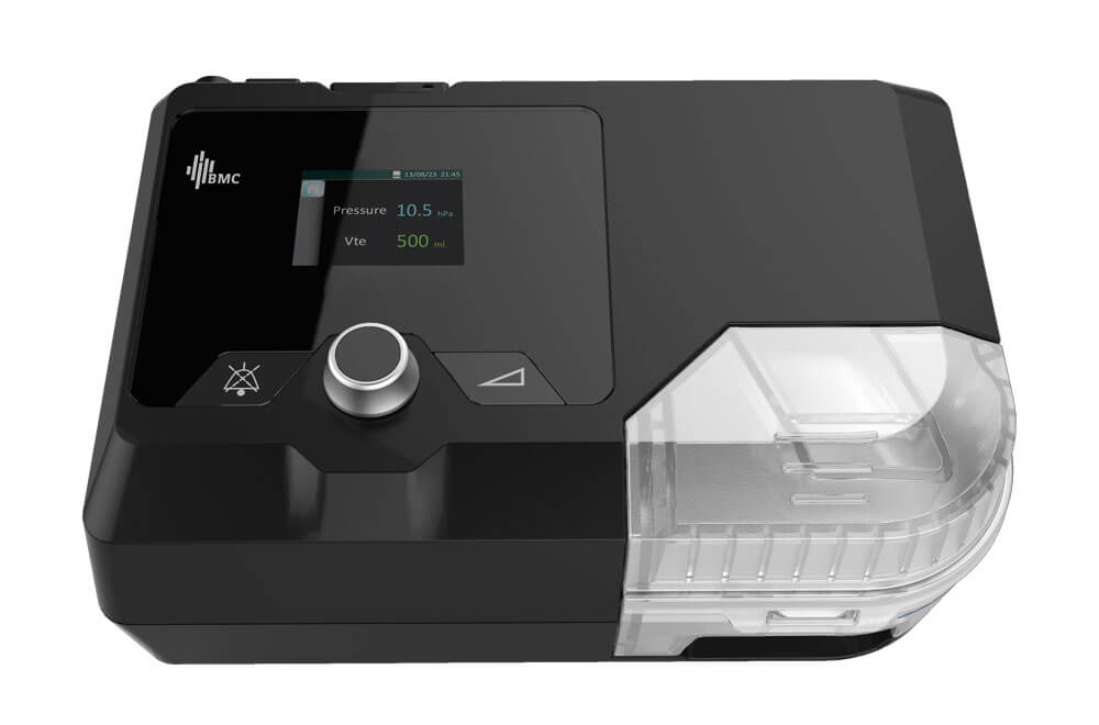 BMC G2S Auto CPAP system black device with digital display and clear water chamber for sleep apnea therapy