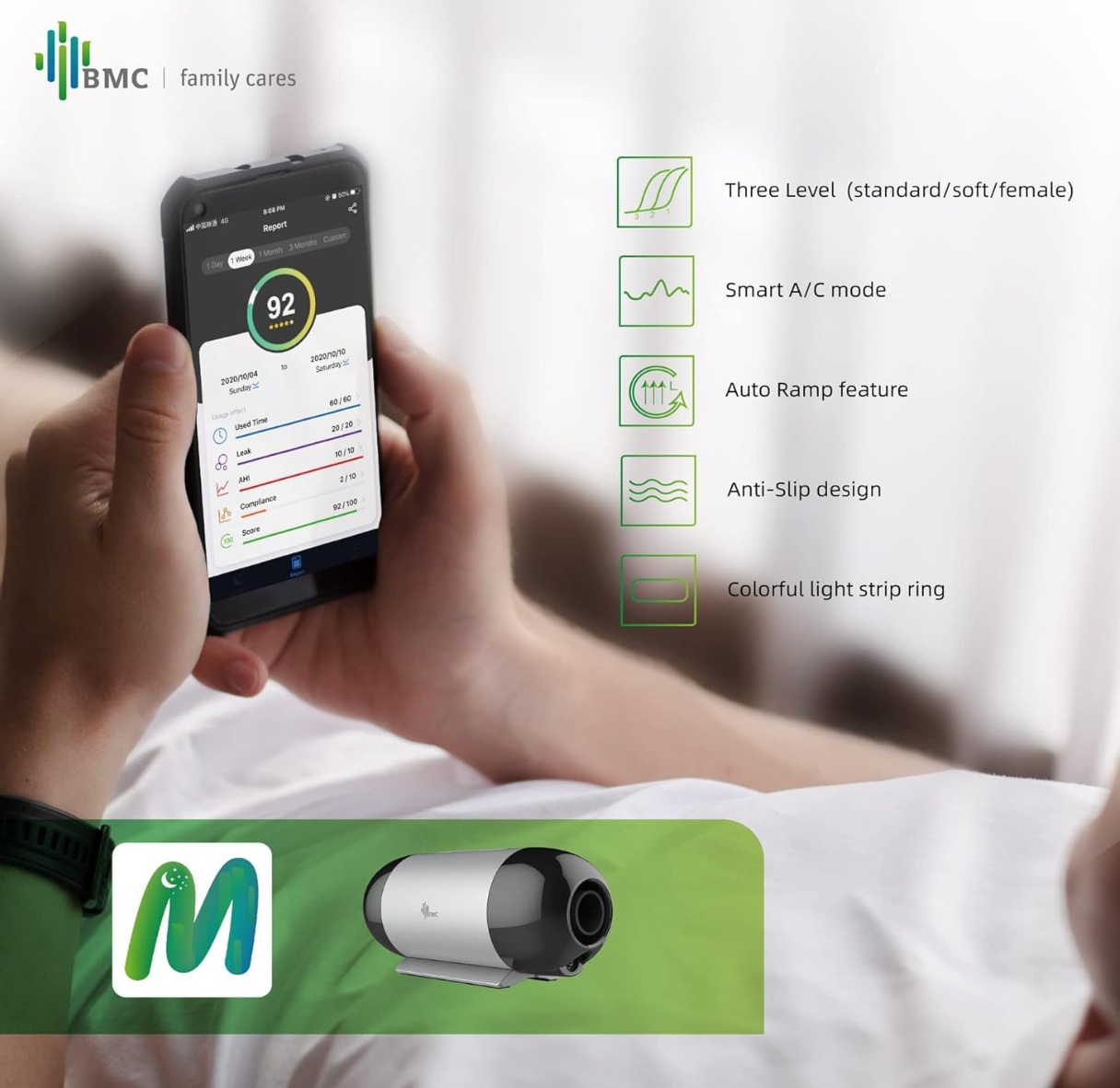 BMC M1 Mini Travel Auto CPAP Machine with Bluetooth - Book Your MediDevice