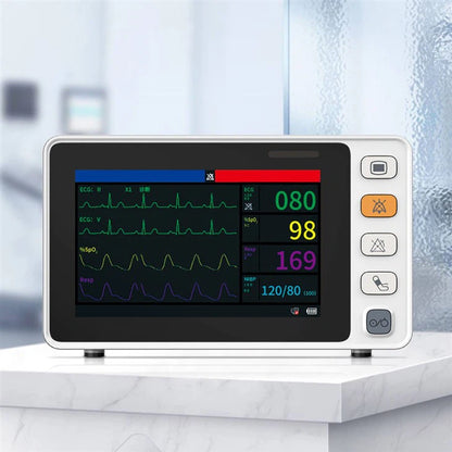 Contec 5 Monitor multi-parameter medical monitor displaying ECG, SpO2, and vital signs on screen