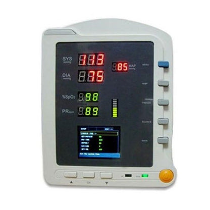 Contec CMS 5100 patient monitor displaying vital signs including blood pressure and oxygen saturation