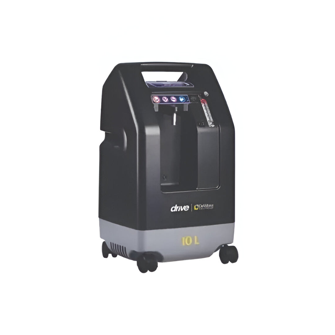 Devilbiss Compact 1025-10L Oxygen Concentrator black and gray design with control panel and wheels