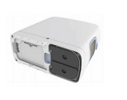 Inogen One G5 Portable Oxygen Concentrator device showing side and bottom views in white