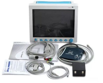 Contec 5 Monitor multi-parameter medical monitor with cables, sensors, and user manuals