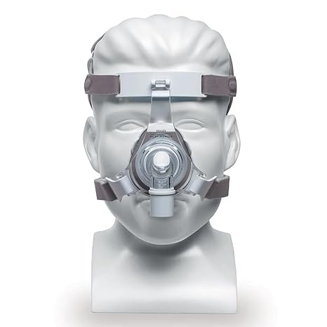 Trueblue nasal mask by Book Your MediDevice shown on mannequin with adjustable straps