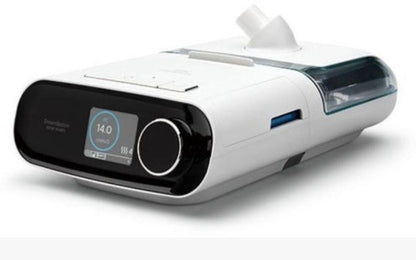 Philips DreamStation BiPAP AVAPS 30 white respiratory therapy device with digital display and humidifier