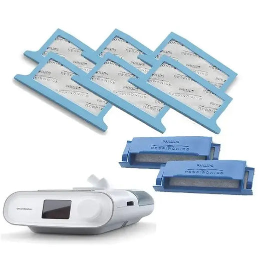 DreamStation Pollen Filter replacement set with blue frame and white filter material for CPAP machines