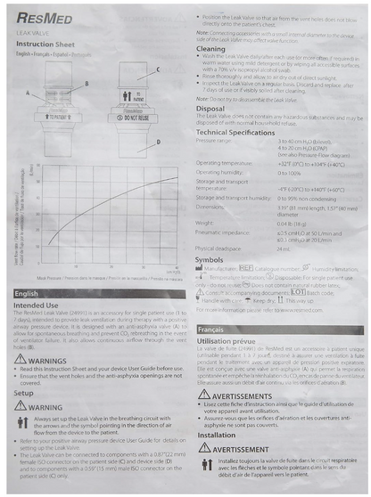 ResMed 24991 Leak Valve for CPAP and BiPAP Masks - Book Your MediDevice