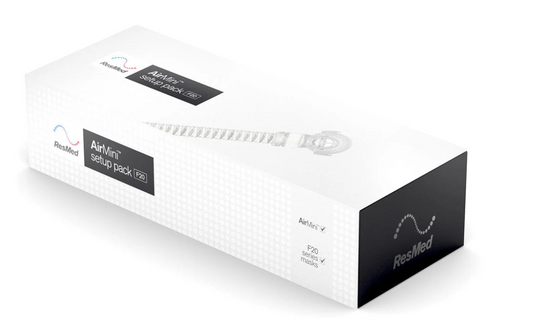 ResMed AirMini F20 Mask Setup Pack for portable CPAP therapy devices in white packaging