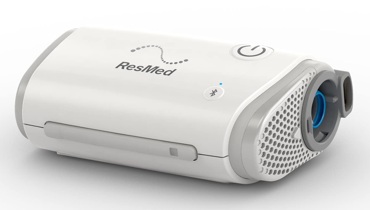 ResMed AirMini Portable Autoset compact CPAP machine in white for sleep apnea therapy