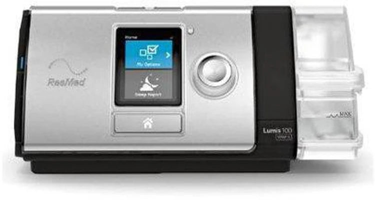 Resmed Lumis 100 VPAP ST BiPAP device with digital display and humidifier chamber
