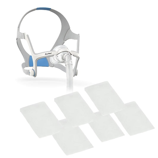 ResMed N20 mask with headgear and six replacement filters for CPAP therapy from Book Your MediDevice