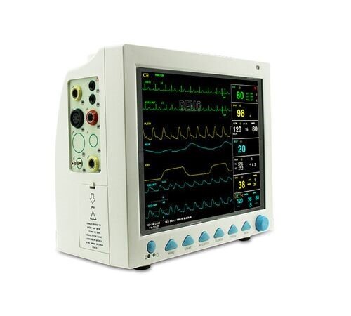 Contec 5 multi-parameter medical monitor displaying vital signs with colorful screen and control buttons